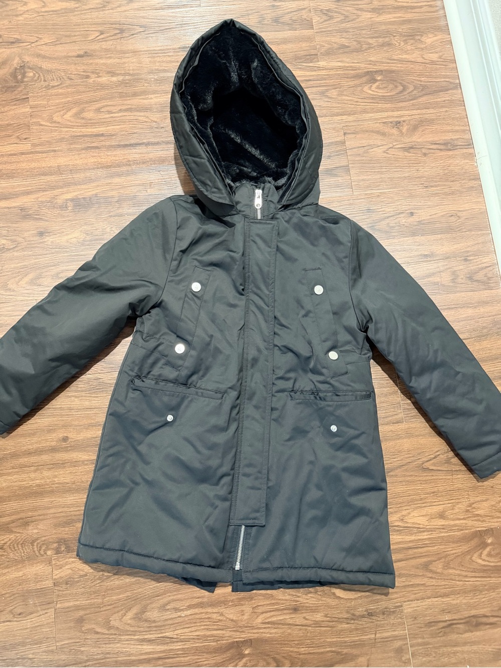 Zara Kids Black Hooded Puffer Coat